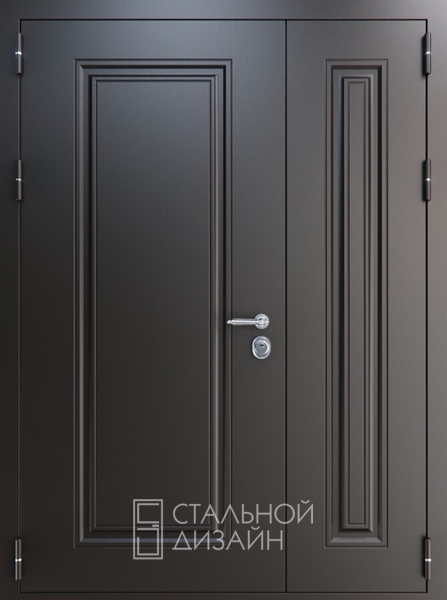 Полуторная дверь с металлобагетом и порошковым напылением «Классика» №7 темно-коричневого цвета