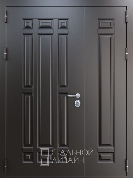 Полуторная дверь с металлобагетом и порошковым напылением «Классика» №8 темно-коричневого цвета