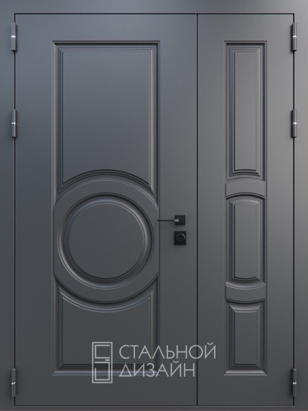 Полуторная дверь с металлобагетом и порошковым напылением «Классика» №9 темно-серого цвета